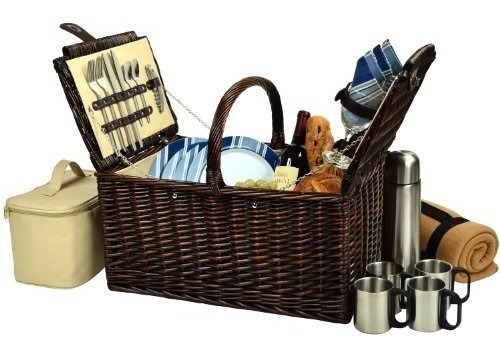 Picnic En Ascot Buckingham Canasta Para 4 Con Manta Y Café,