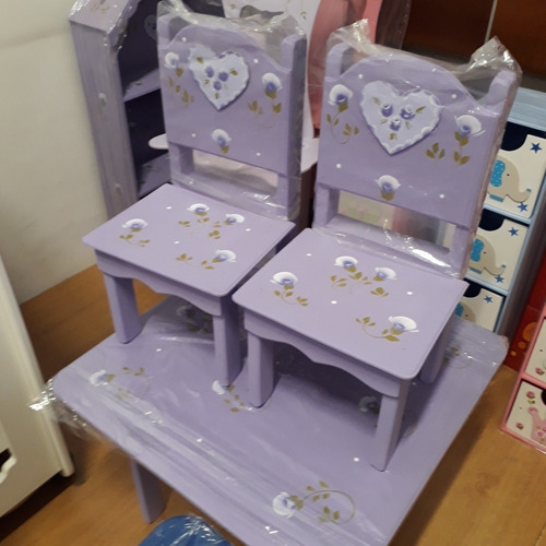 Imagen 7 de 10 de Juego De Mesa Y 2 Sillas Infantil Pintada Decorada