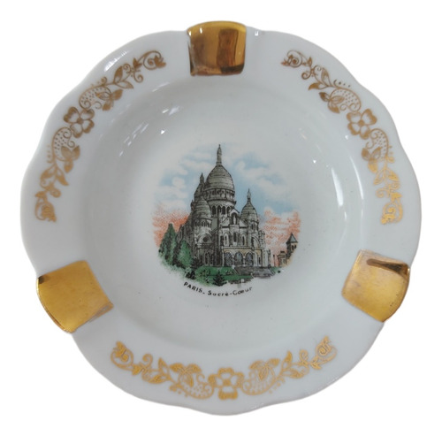 Cenicero Antiguo De Porcelana Limoges Circular 