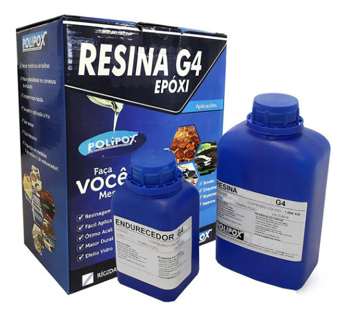 Resina Epoxi G4 Uv Rigida C/ Endurecedor Polipox 1.45 Kg Cor Incolor