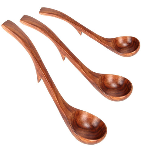 3 Cuchara Madera Para Utensilio Cocina Natural Gancho