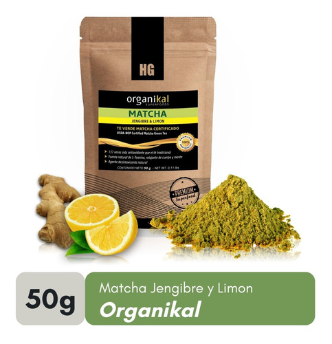 Organikal Superfoods Matcha Jengibre Y Limon X 50g