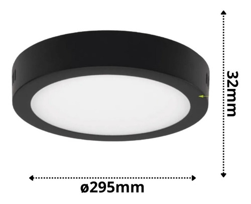 Imagen 3 de 10 de Panel Plafon Led 24w Redondo Negro Aplicar Macroled