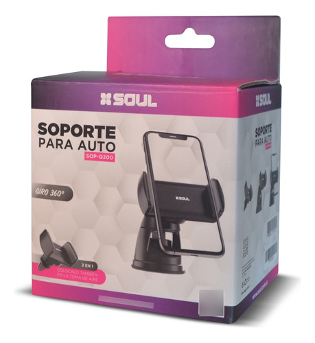 Soporte Celular Universal 2 En 1 Aire Parabrisas Soul Q200