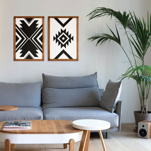 Imagem decorativa de madeira 2 Tribales Zulu Odun Arts 60x40x2 cor preta