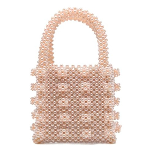 Miuco Mujer Bolsas De Perlas Hechas A Mano De Cristal Perla