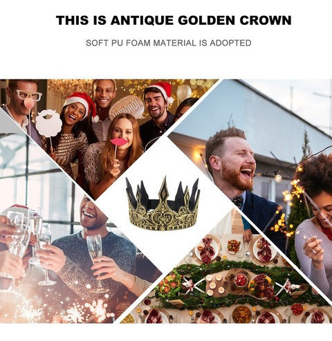 Corona Real Medieval Crown Pu Crown Tiara Para Hombre