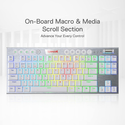 Teclado Mecânico Rgb Sem Fio Redragon K621 Horus Tkl,...