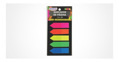 Marcador De Pagina Adesivo 12x44mm Neon Seta 5 Cores Brw