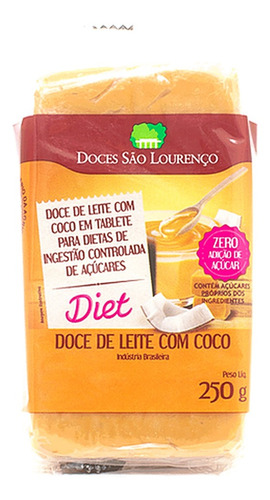 Doce De Leite Com Coco Diet Tablete 250g Doces São Lourenço