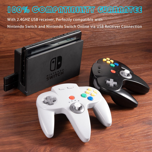 2 Pack Controlador N64 De Conmutador Inalámbrico De 2,4 Ghz,