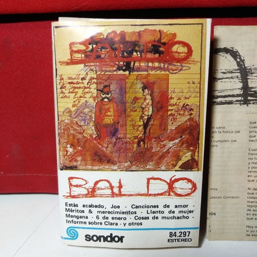 Baldío Fernando Cabrera Cassette 1ra Ed Sondor Suena Excelen