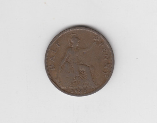 Moneda Inglaterra 1/2 Penny 1930  Bueno