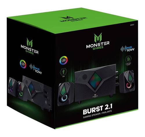 Parlante Subwoofer Monster Games Burst 2.1 Led - Revogames