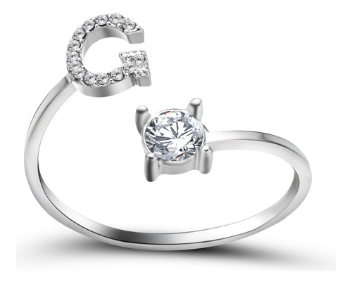 Anillo De Moda Ajustable Con 26 Letras Iniciales De Nuevo Di
