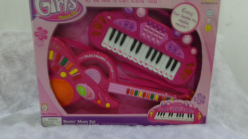 Imagen 7 de 9 de Guitarra Y Piano Electrónico Con Luz - Juguetes Regalo Niñas