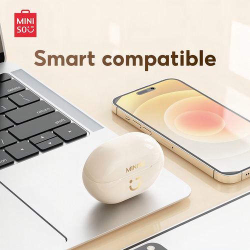 Miniso M08 Fone De Ouvido Sem Fio Bluetooth Mini Portátil Cor Bege