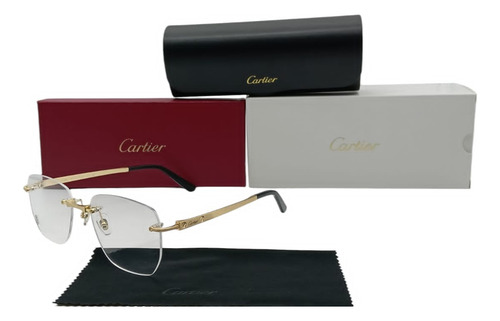 Lente Cartier 3pzs Color Dorado Con Negro Ct0512-c5 Dorado
