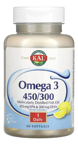 Kal Omega 3 450/300 60 Cápsulas Blandas Sabor Limón