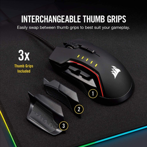 Mouse Gamer Corsair Glaive Rgb Pro 7 Botões 18000 Dpi Preto (Usado)