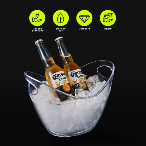 Hielera Cubeta Transparente Para Botellas Cerveza Vino 4l