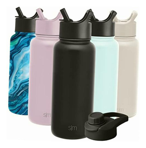 Simple Modern Water Bottle With Straw And Chug Lid Vacuum Color - Midnight Black