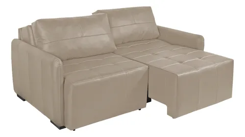 comprar Sofá 4lugares 260cm Reclinável Retrátil Kassandra Couro Bege