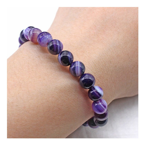 Imagen 3 de 6 de Pulsera De Piedra Natural Purpura Espectacular
