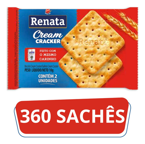 Biscoito Cream Cracker Renata - Caixa Com 360 Sachês