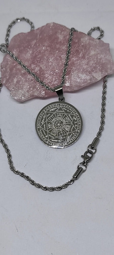 Medalla Sello 7 Arcangeles Acero Quirúrgico Con Cadena