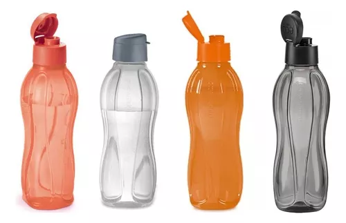 Tupperware Nuevo Aquasafe - Botellas abatibles de 1 litro, juego de 4