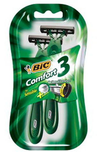 Rastrillos Desechables Bic Comfort 3 Piel Sensible 2 Piezas