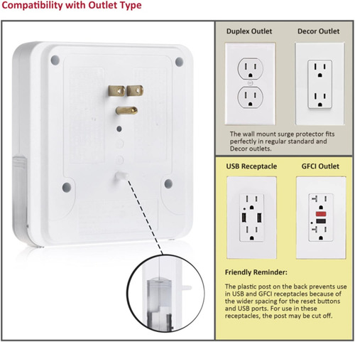 Protector De Voltaje Bessten 3 Tomas 4usb Supresor De Pico
