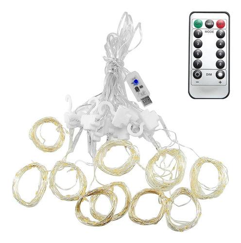 Imagen 1 de 4 de Lluvia Cascada Luces Led Usb 3x3 Mt 10 Tiras Control Efectos