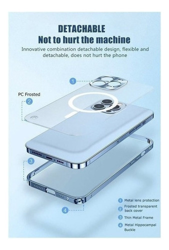 Estuche De Carga Magnético Con Marco De Metal Para iPhone@