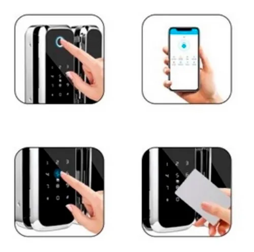 Cerradura Electrónica Puerta Vidrio Blindex - App Huella E15