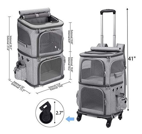 Imagen 6 de 7 de Mochila Con Ruedas Transportadora De Doble Compartimento