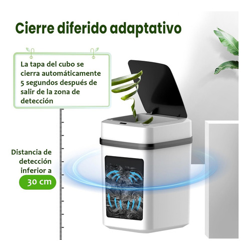 Bote De Basura Cocina Baño Inteligente, Grande Capacidad 15l