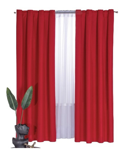 Cortina Decorativa Neo Rojo Corta Poliéster Colchas Concord