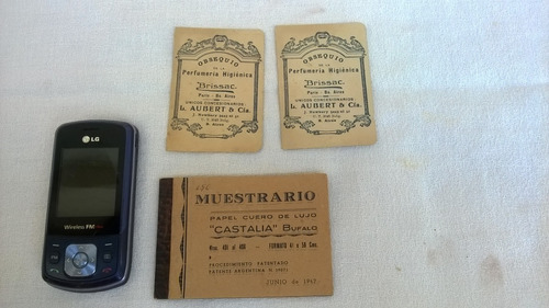 Antiguo Muestrario Papel Cuero 1942 Publicidad Perfumer 1919