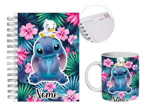 Agenda + Caneca Stitch Personalizado/presente/lindo