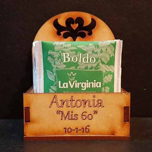35 Cajitas Porta Saquitos De Te Mdf Fibrofacil Personalizada