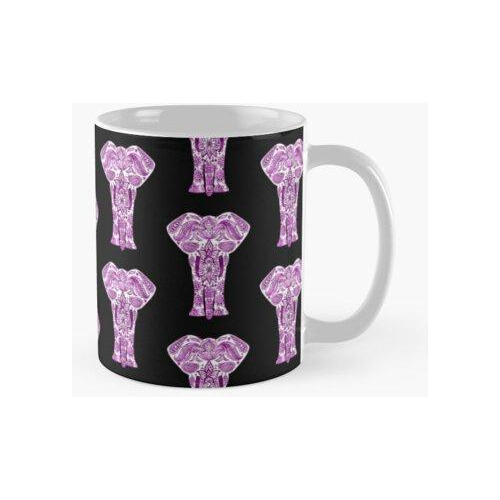 Taza Copia De Mandala Elefante, Patrón Rosa Calidad Premium