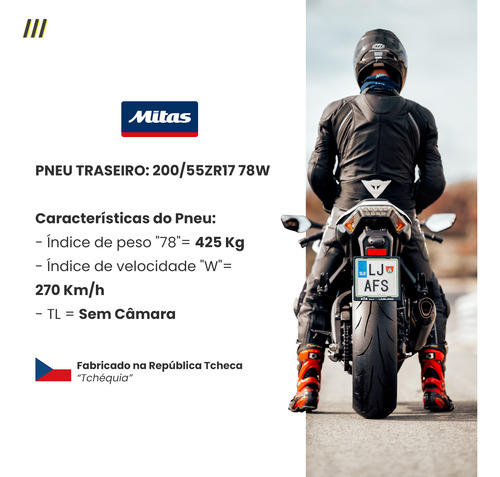 Pneu Traseiro 200/55-17 Zr 78w Mitas Sport Force + Ev