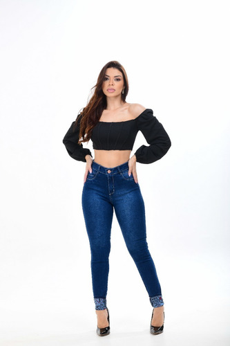 Imagem 5 de 8 de Calça Jeans Feminina Levanta Bumbum Premium Cintura Alta