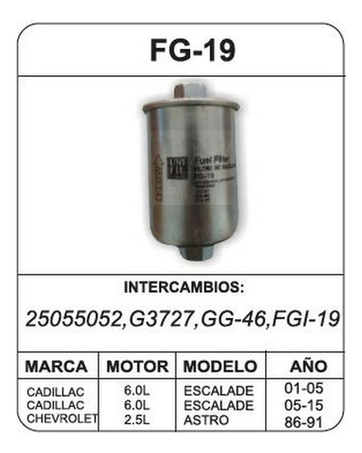 Filtro De Gasolina Unifl Gmc R3500 8cil 7.4lts 1987-1991