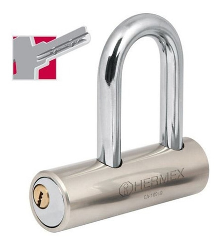 Imagen 2 de 5 de Candado Alta Seguridad Hermex Ca-109lq 109 Mm 3 Llaves Multi