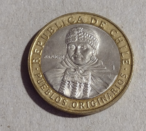 Moneda De Chile Indio Mapuche De 100 Pesos Año 2010 