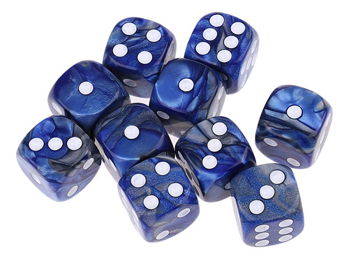 D6 Dados De Seis Caras De Puntos Esquina Plata Azul 16mm
