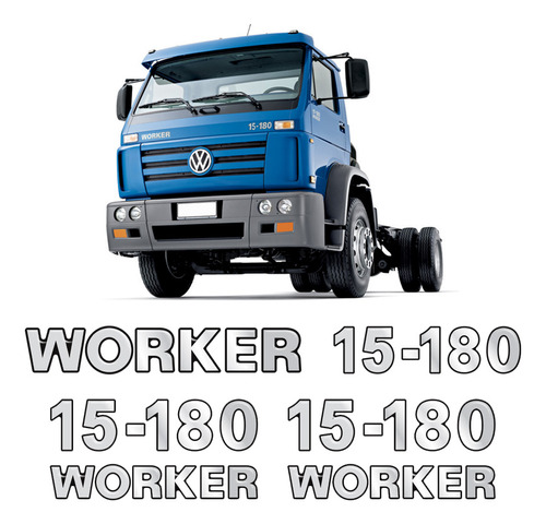 Adesivos 15-180 Worker Emblema Cromado Caminhão Volkswagen